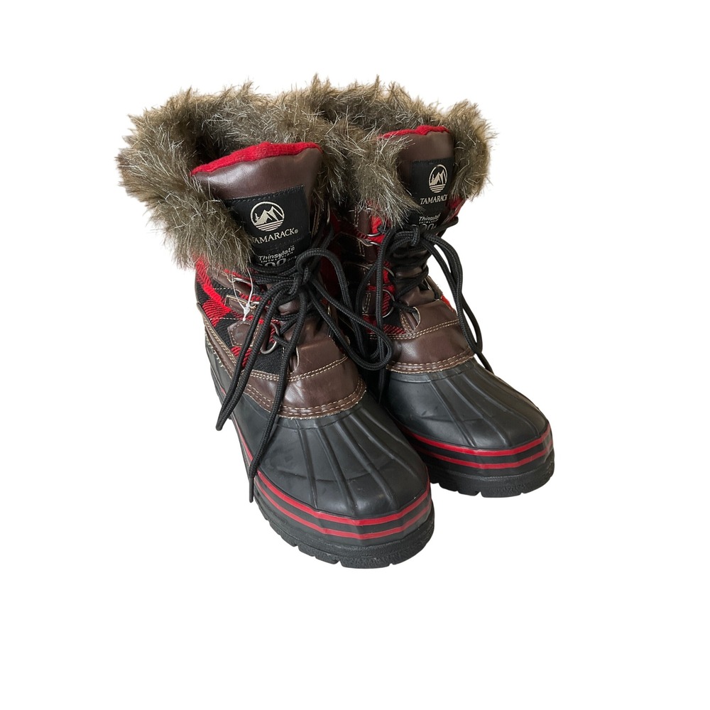 Tamarack Buffalo Plaid Snow Boots Faux Fur Duck Boots Cozy Cabin 8